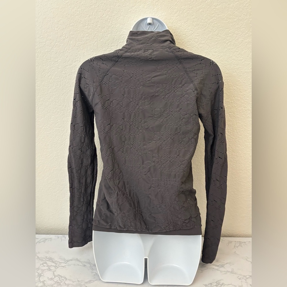 Women’s Lightweight Active Zip Jacket Sz XS Gray Stretchy High Neck - Picture 3 of 5